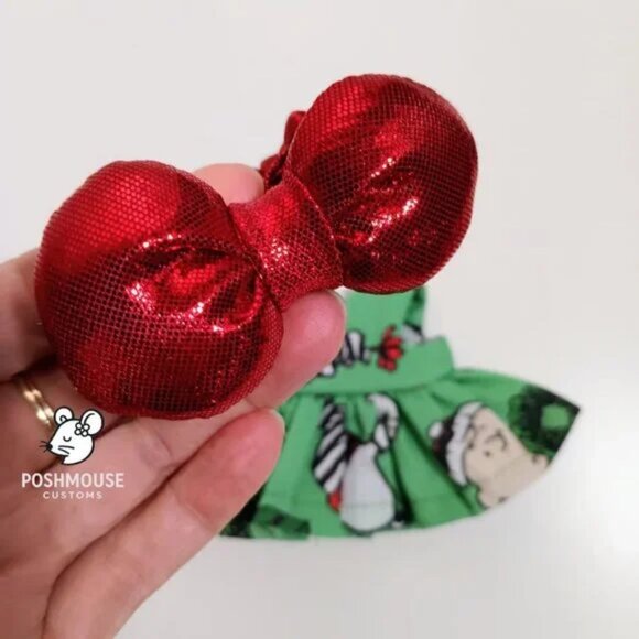 Labubu Peanuts Snoopy Holiday Christmas Dress with Bow Outfit - Picture 5 of 6